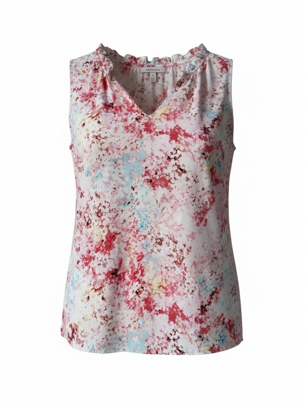 Rose + Olive Watercolor Splatter Tank | Artistic Print V-Neck Sz M